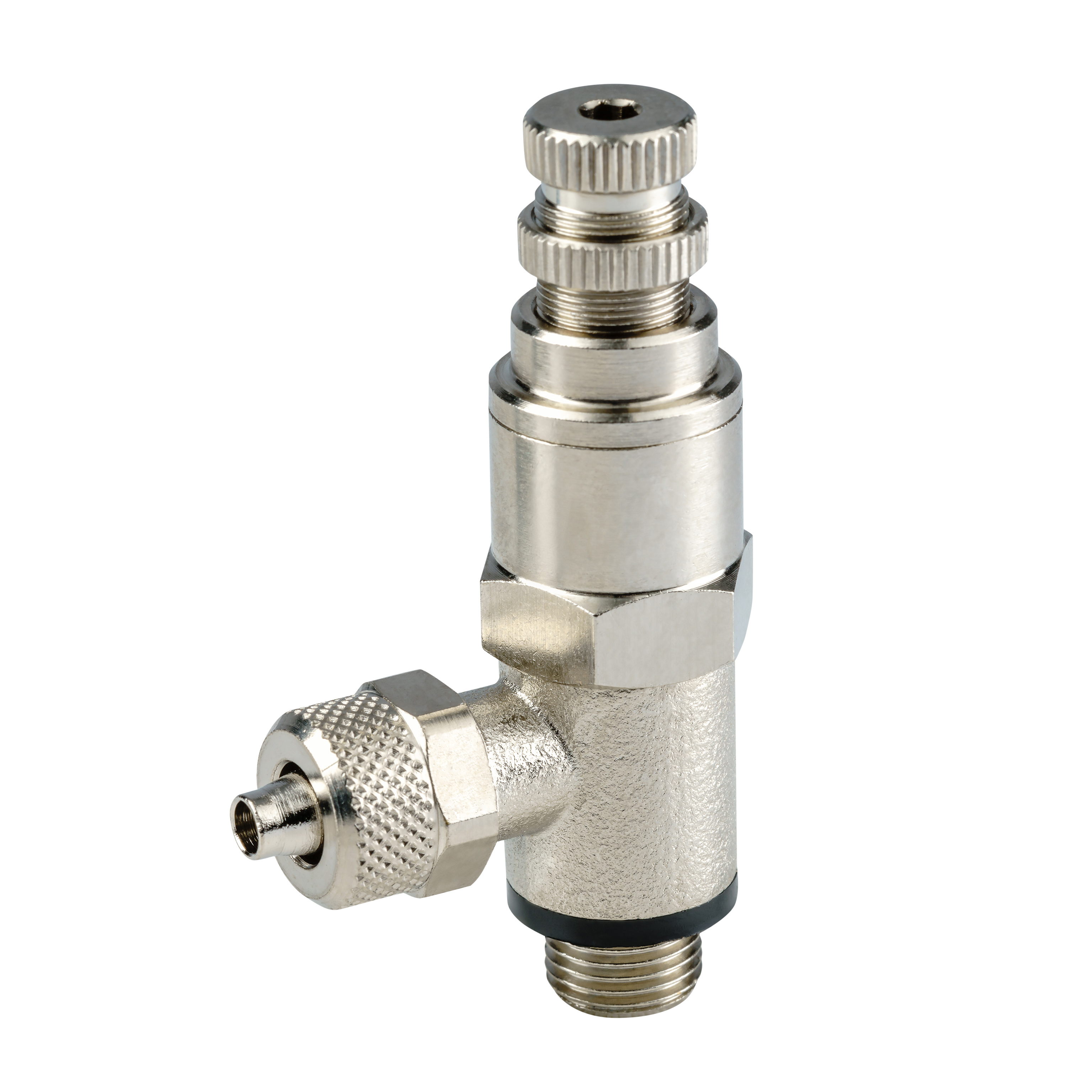 Push-On, Schnellverschraubung, Schlauchverschraubung mit Überwurfmutter Messing vernickelt