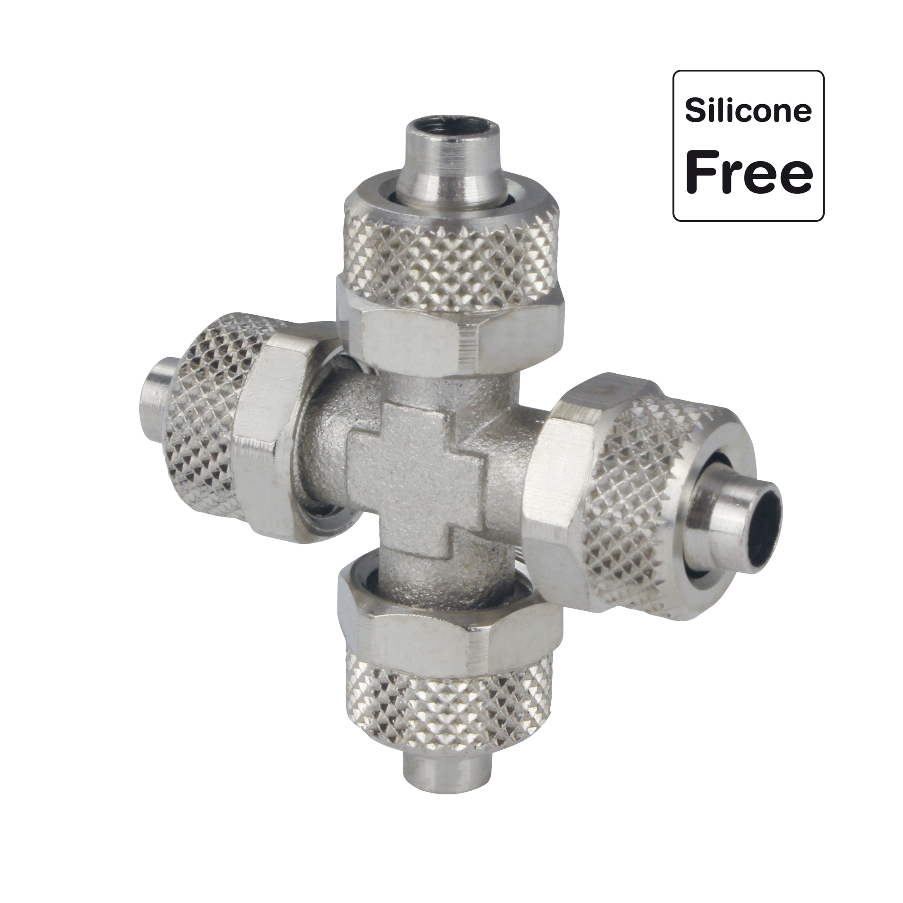 Push-On, Schnellverschraubung, Schlauchverschraubung mit Überwurfmutter Messing vernickelt