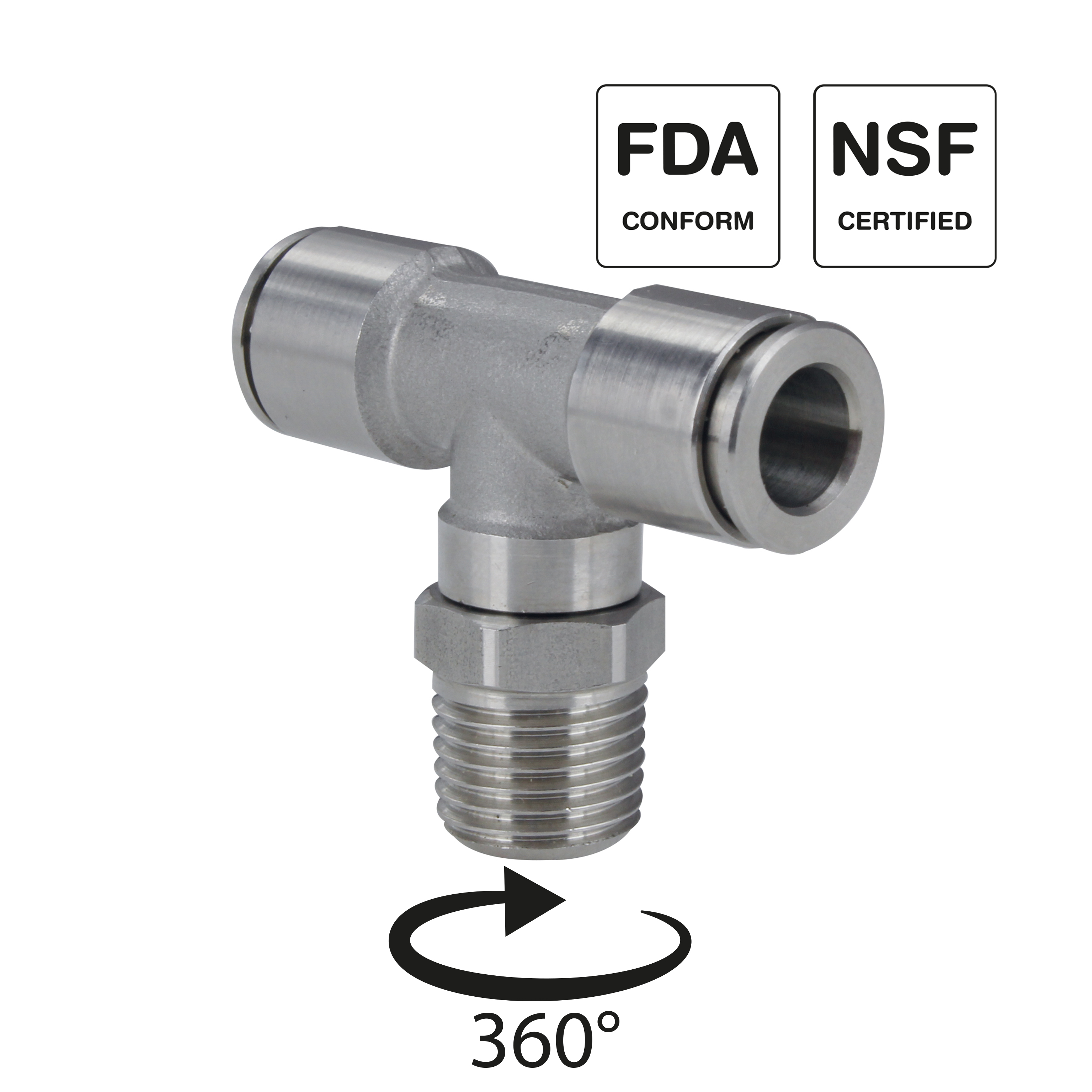 Steckverschraubung in Edelstahl, NSF, FDA