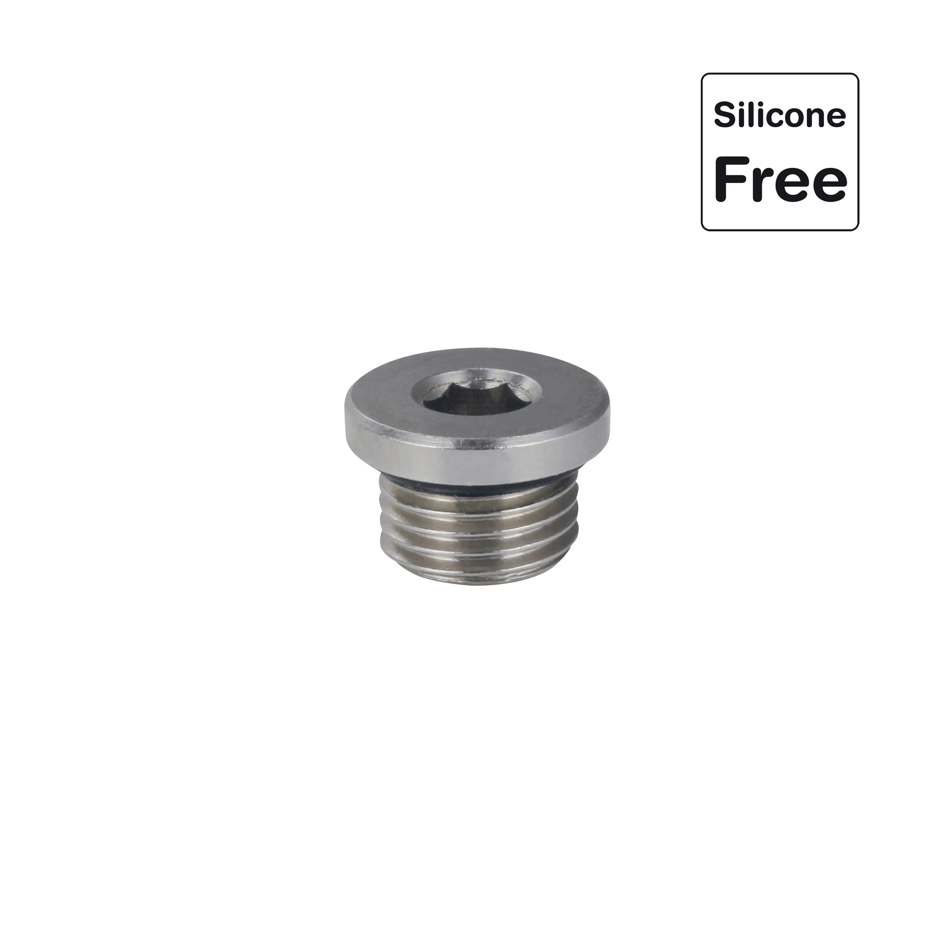 Verschlussstopfen zylindrisch mit O-Ring und Innensechskant in Messing vernickelt