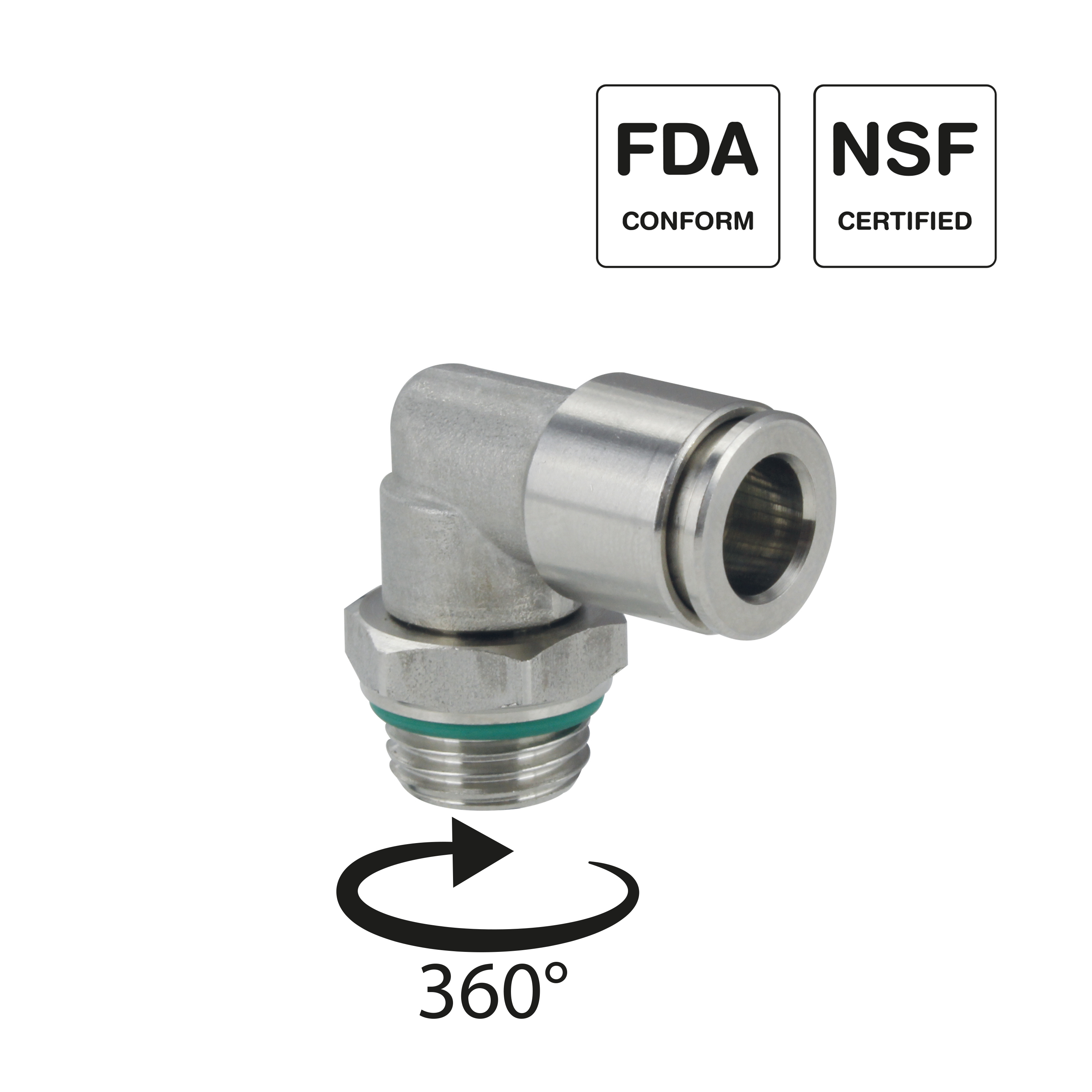 Steckverschraubung in Edelstahl, NSF, FDA