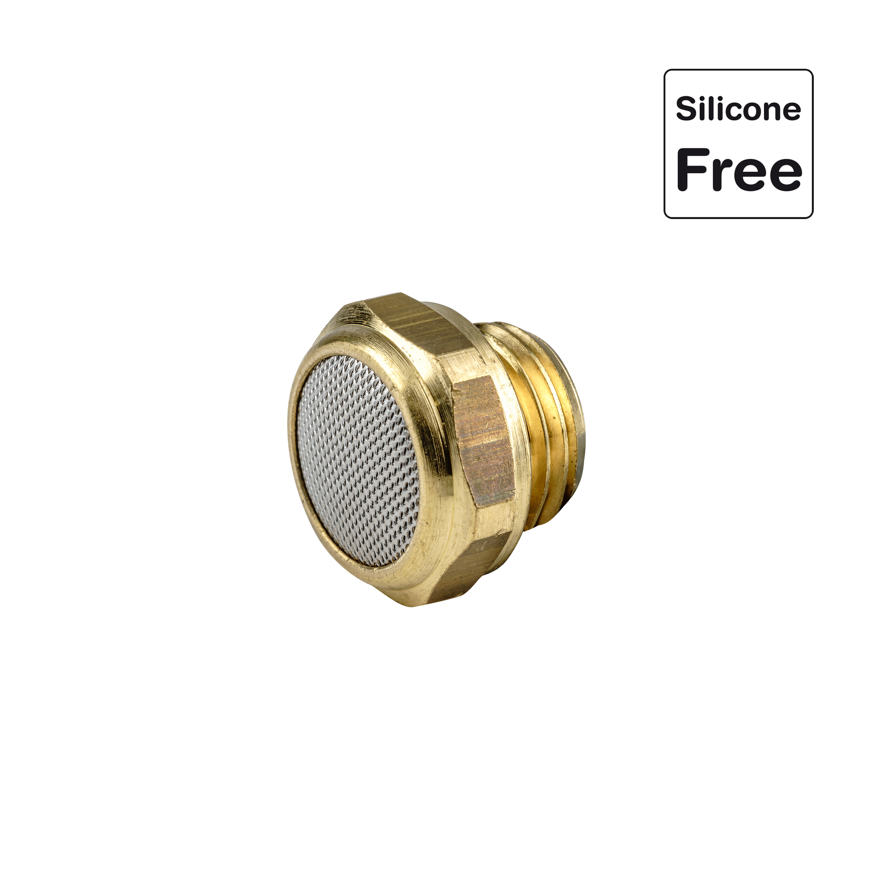 Schalldämpfer mit Drahtgewebe Inox mit Messing Nippel