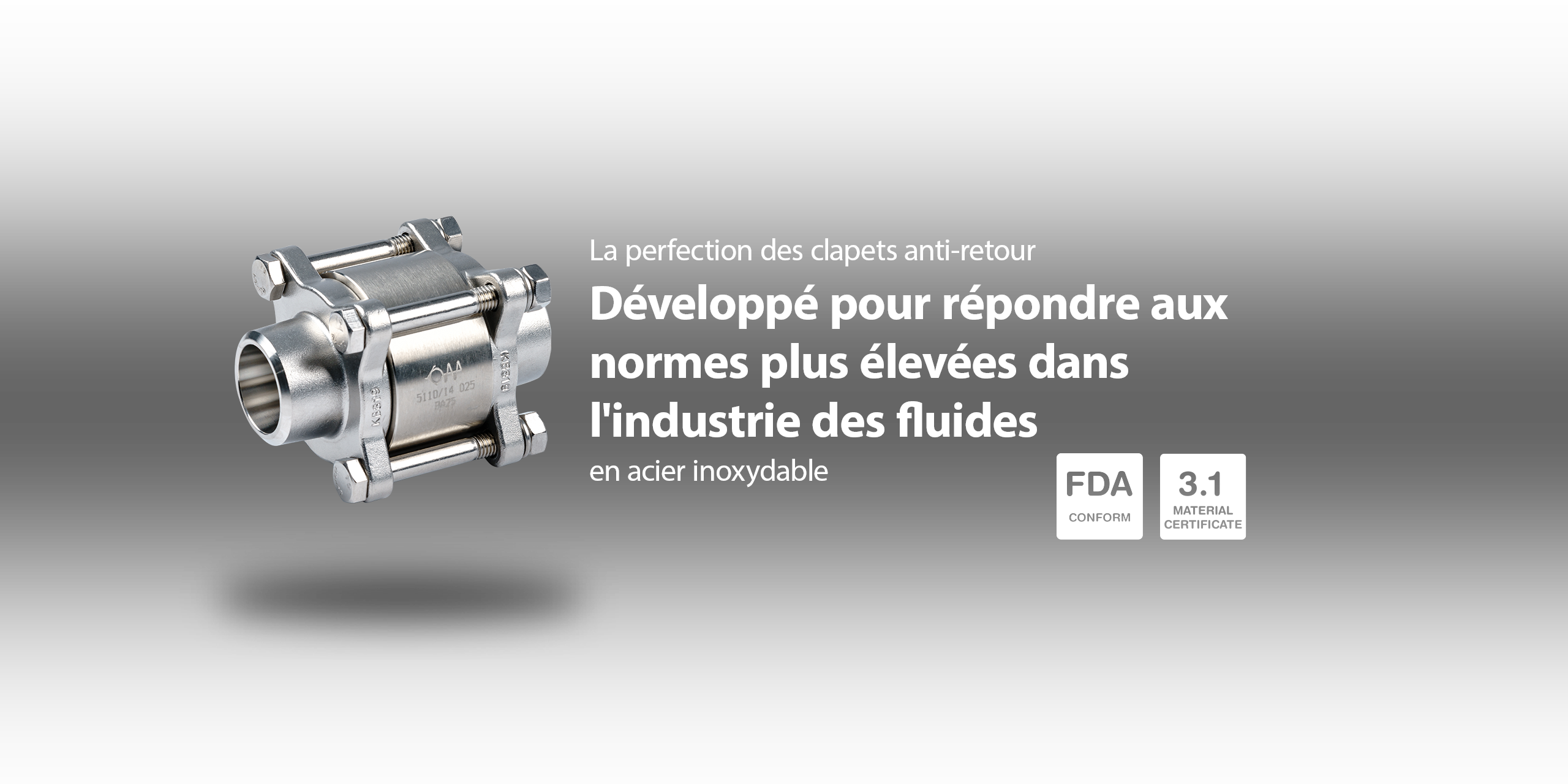 La perfection des clapets anti-retour Développé pour répondre aux normes plus élevées dans l'industrie des fluides en acier inoxydable