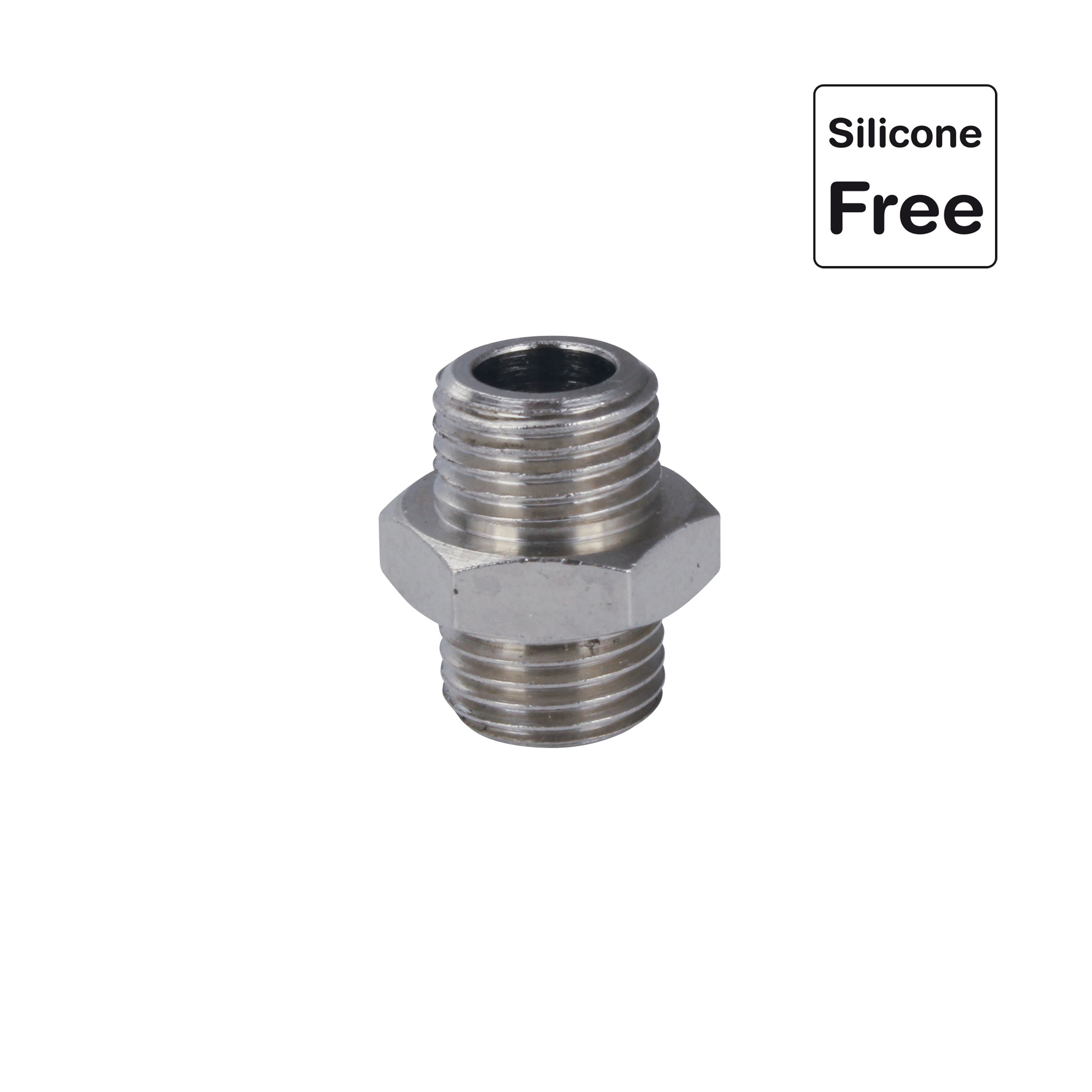 Doppelnippel zylindrisch in Messing vernickelt