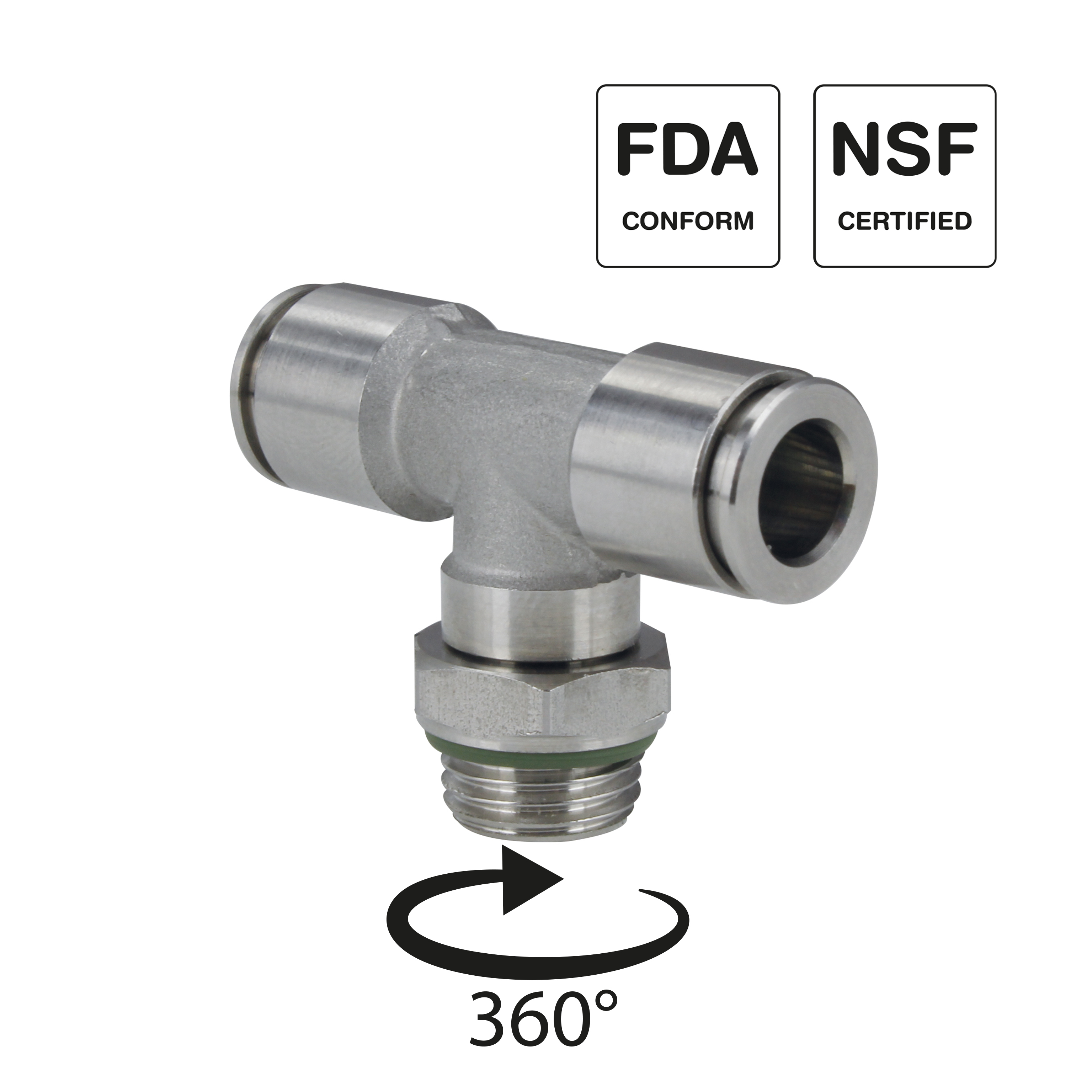 Steckverschraubung in Edelstahl, NSF, FDA