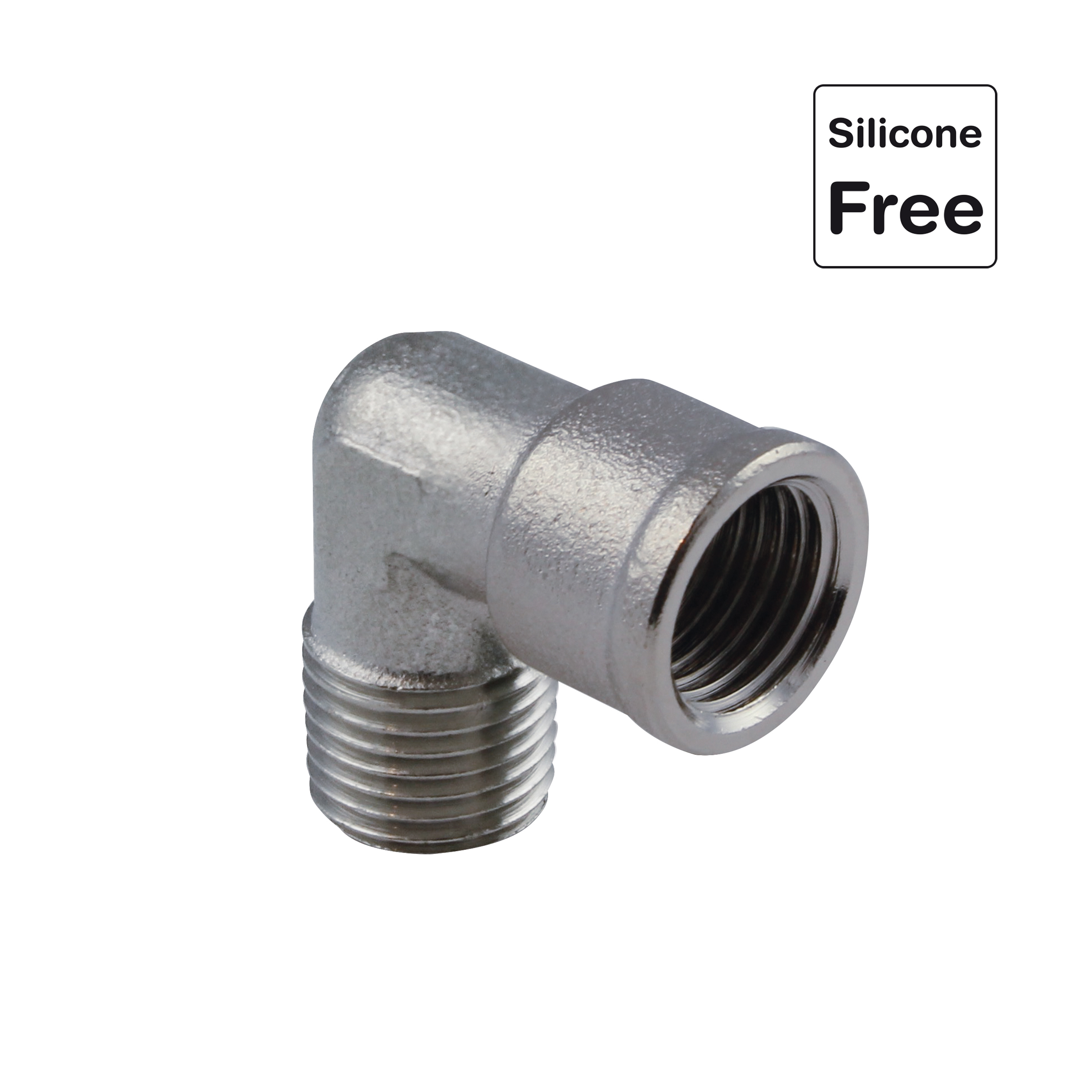 Winkel Innen-/Aussengewinde konisch in Messing vernickelt