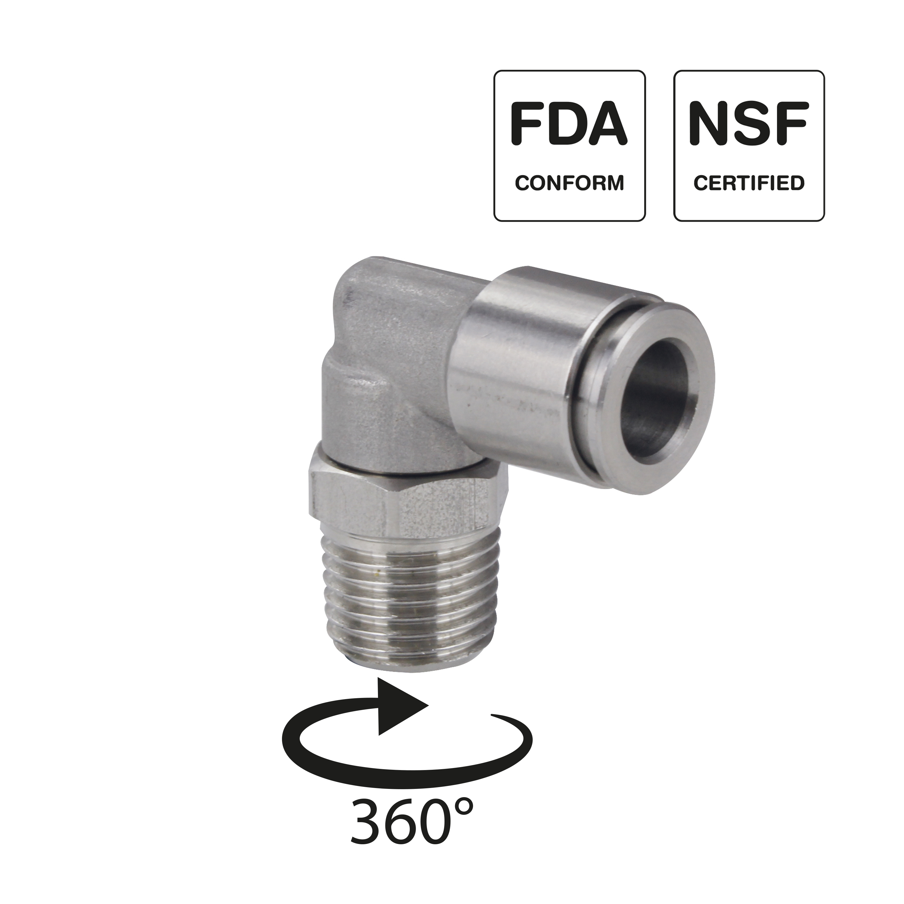 Steckverschraubung in Edelstahl, NSF, FDA