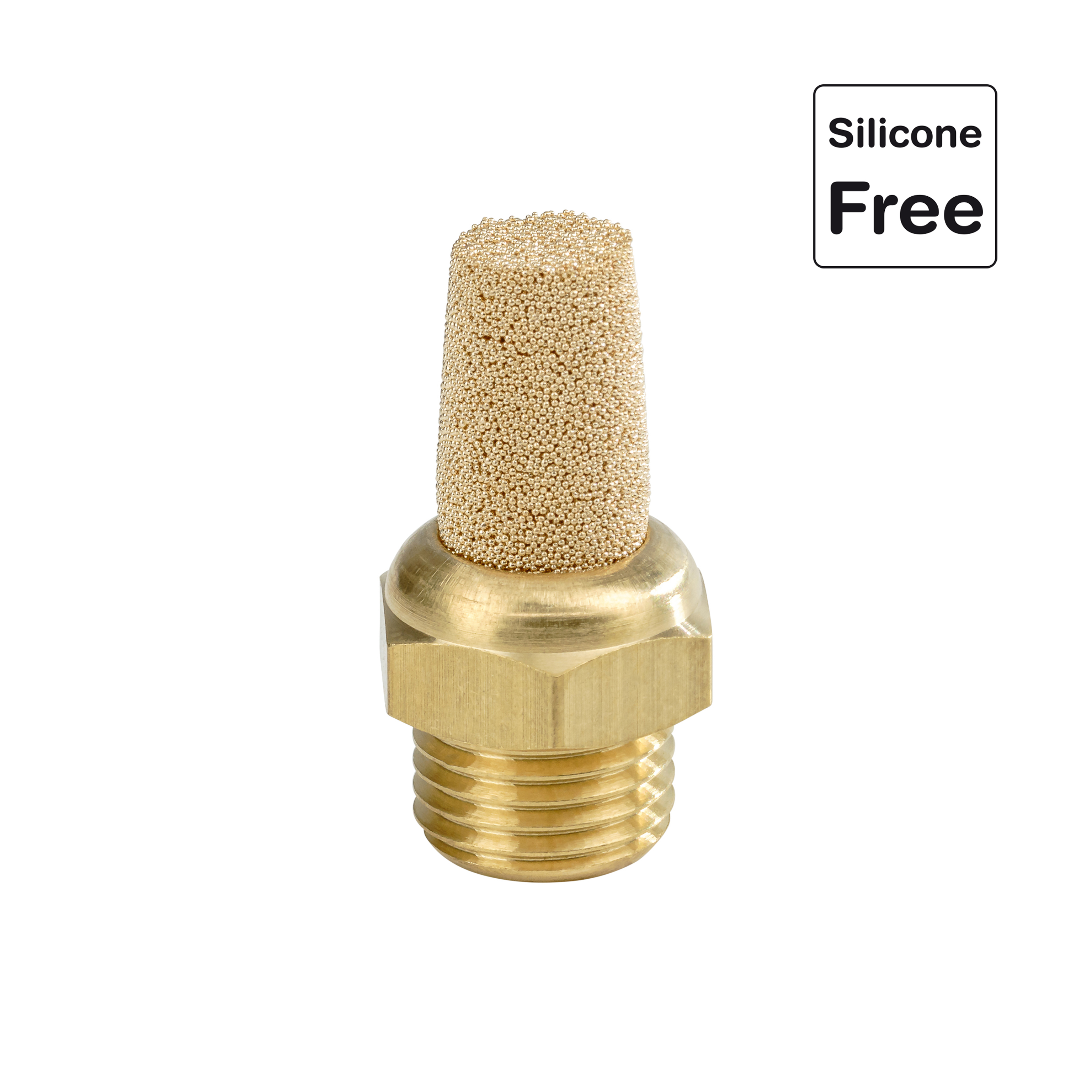 Schalldämpfer in Sinterbronze mit Messing Nippel