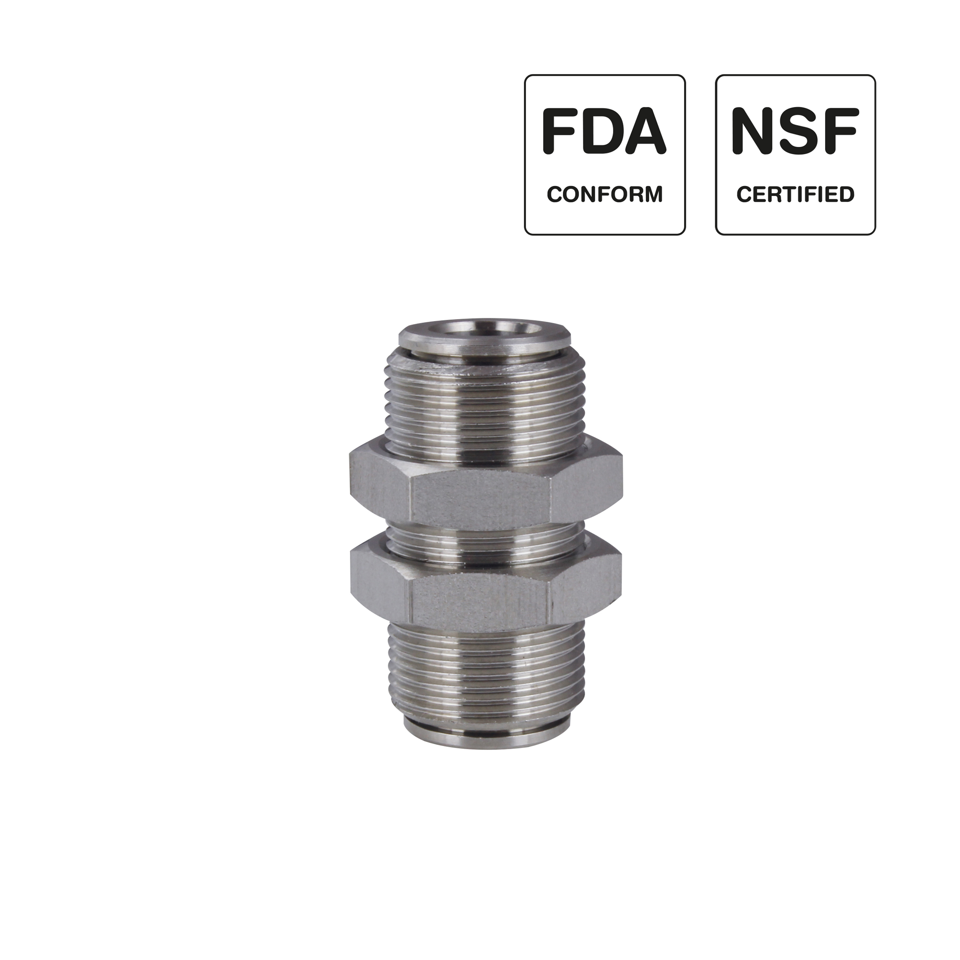 Steckverschraubung in Edelstahl, NSF, FDA