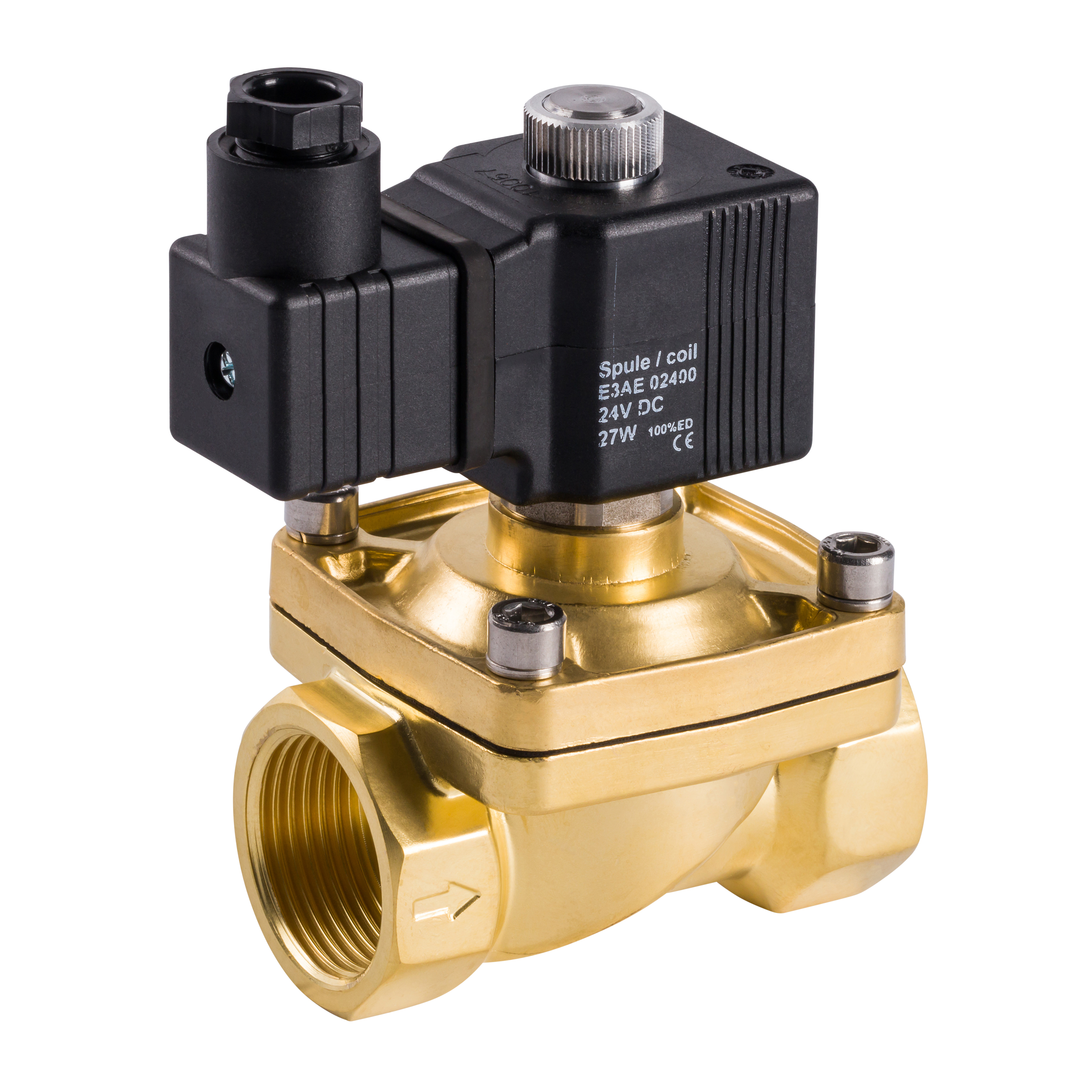 2/2-Wege Zwangsgesteuertes Magnetventil, stromlos geschlossen, Messing