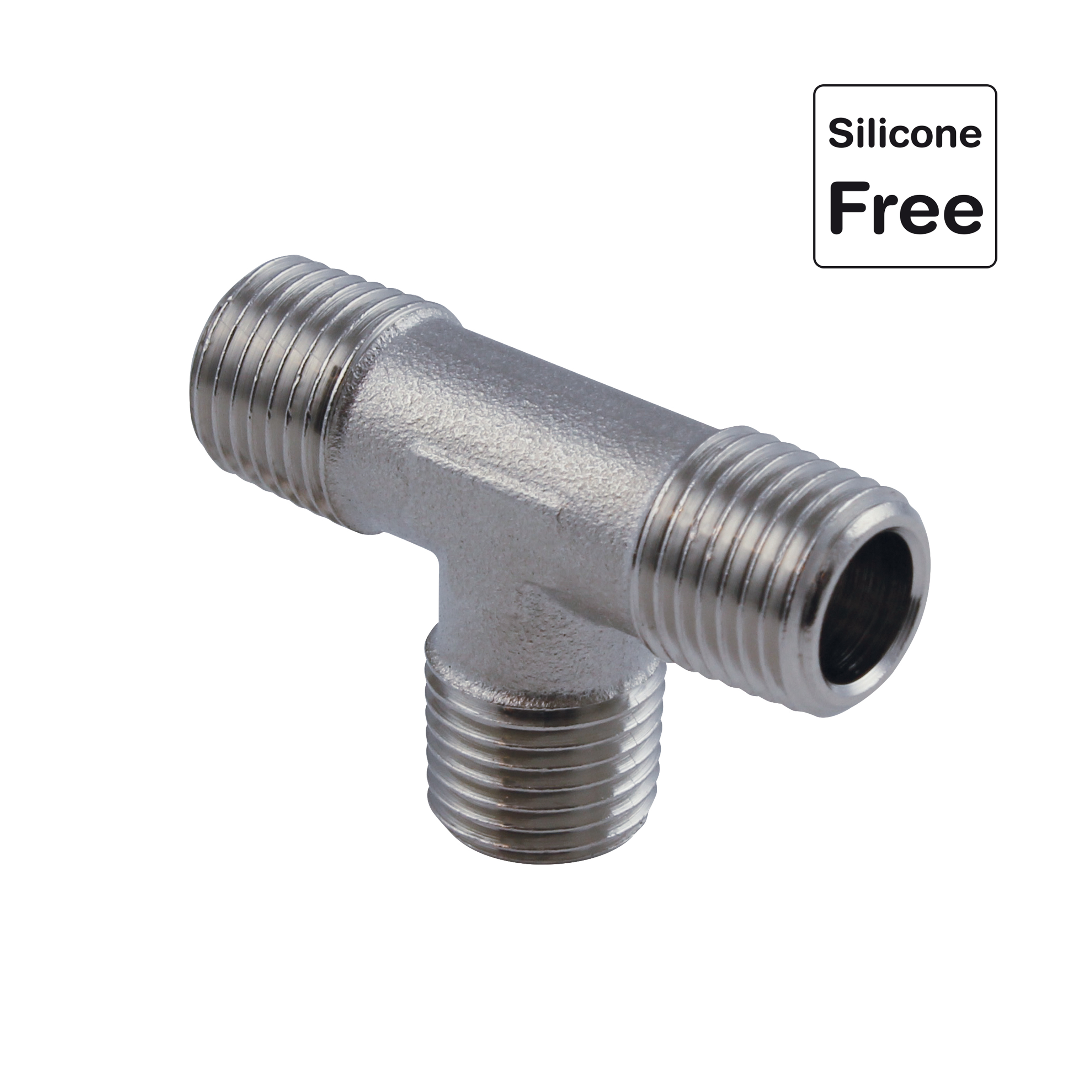 T-Verschraubung, T-Stück Aussengewinde konisch in Messing vernickelt