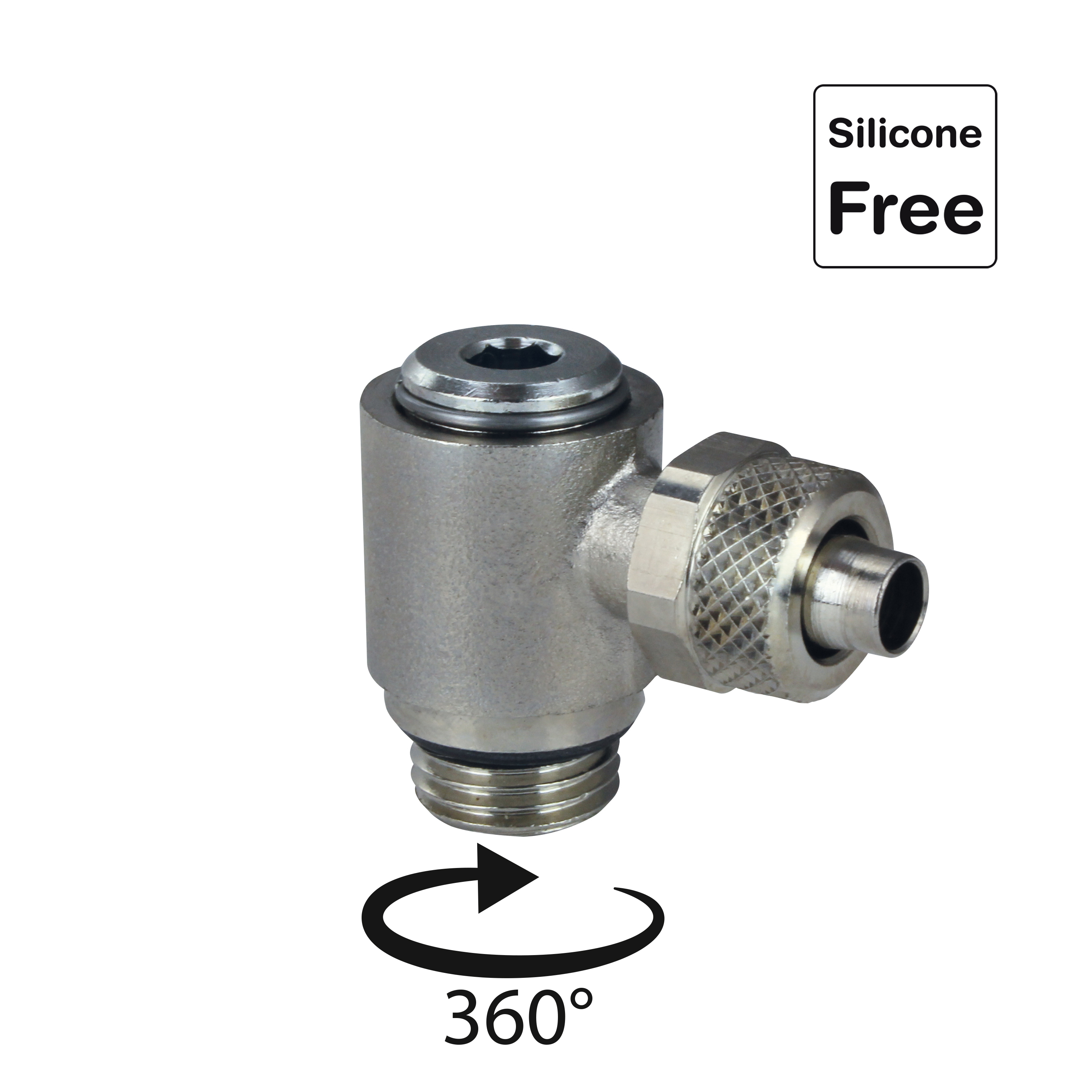 Push-On, Schnellverschraubung, Schlauchverschraubung mit Überwurfmutter Messing vernickelt