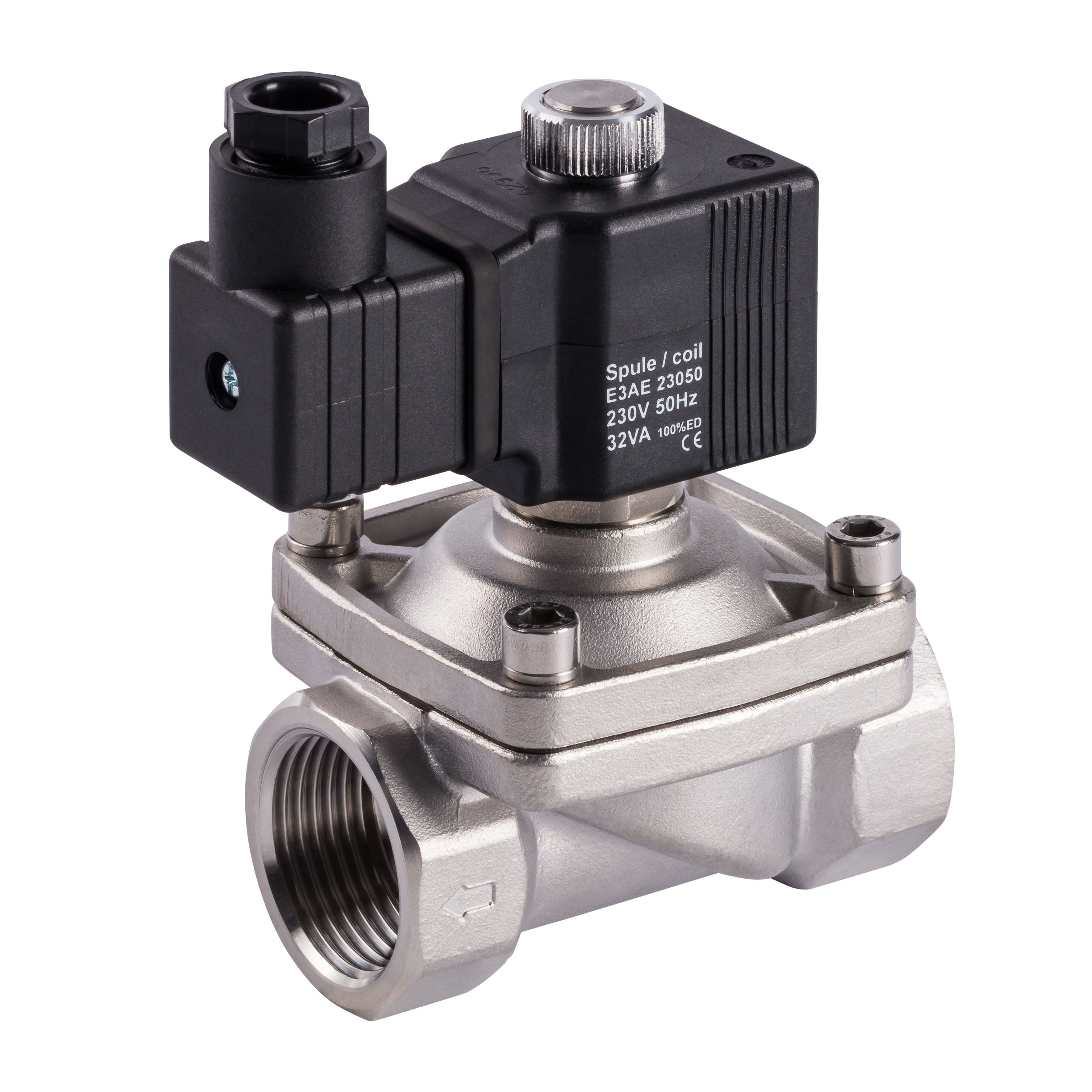 2/2-Wege Zwangsgesteuertes Magnetventil, stromlos geschlossen, Edelstahl